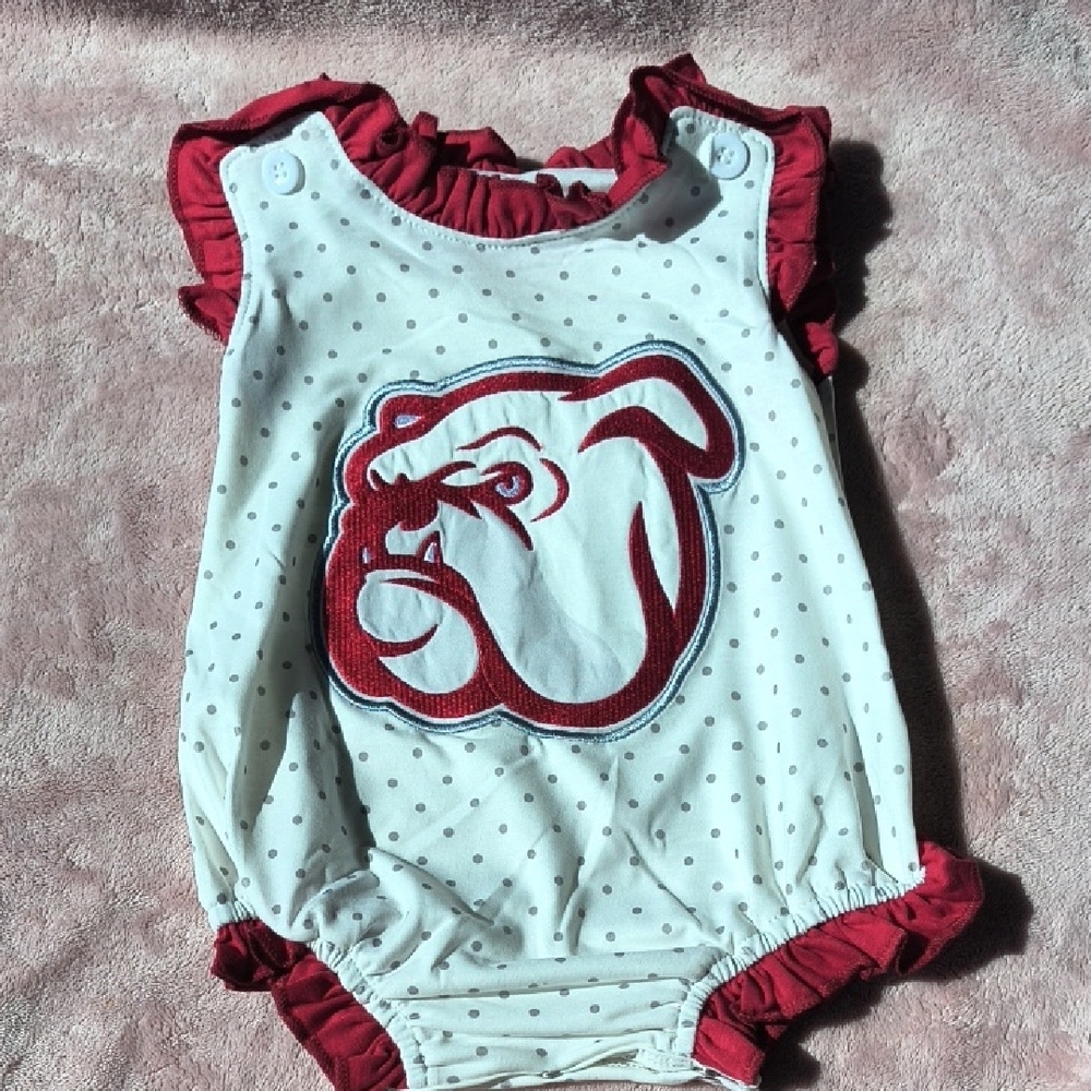 Polka Dot Bulldog Kids One Piece
